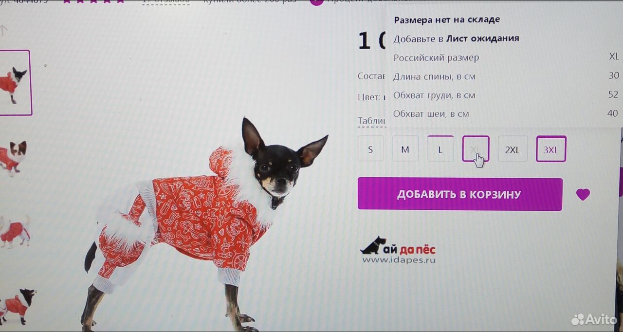 Продам зимний комбинезон на маленькую собачку купить на Зозу.ру - фотография № 1