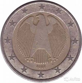 1 евро, 2002, фрг, монетный двор Гамбург, KM# 214