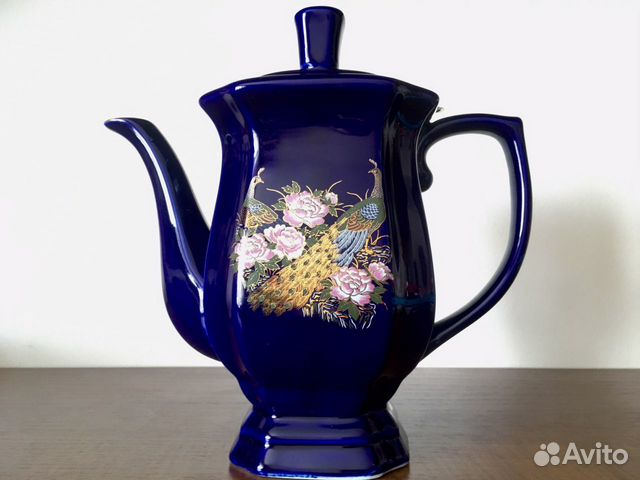 Чайник фарфор Бронница кобальт новый;кофейник