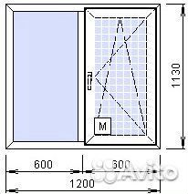 Пластиковое окно 1200*1130мм