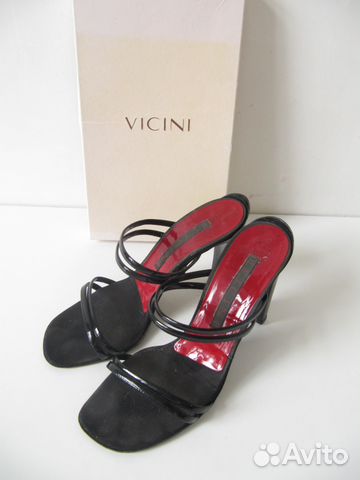Vicini босоножки оригинал Италия, черные лак, р.40