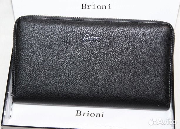 Мужской кожаный клатч портмоне Brioni black new