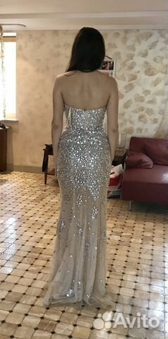 Платье Jovani в стразах, камнях со шлейфом в пол Платье Jovani в стразах, камнях со шлейфом в пол