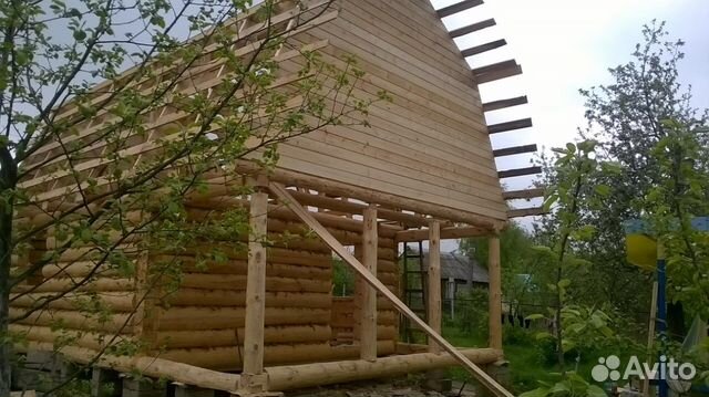 Сруб дома 6x7+ 2 с террасой и мансардой Сруб дома 6x7+ 2 с террасой и мансардой