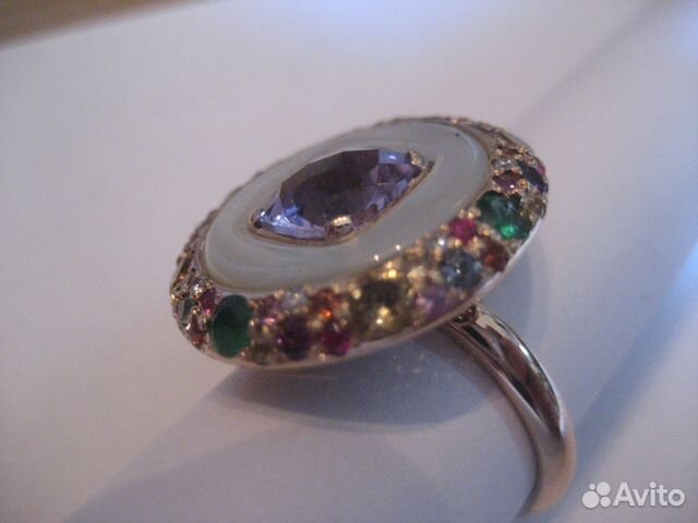 Авторское кольцо. Аметист, сапфиры, бриллианты Авторское кольцо. Аметист, сапфиры, бриллианты