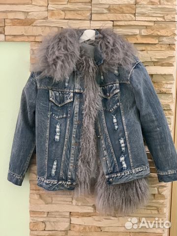 Джинсовая куртка с мехом ламы Джинсовая куртка с мехом ламы