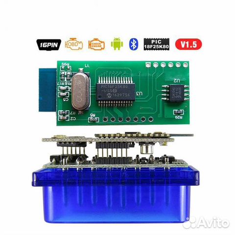 OBD2 ELM327 V1.5 pic18f25к80 двойнaя плата