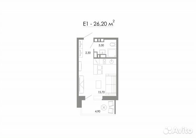 1-к квартира, 28 м², 19/24 эт.
