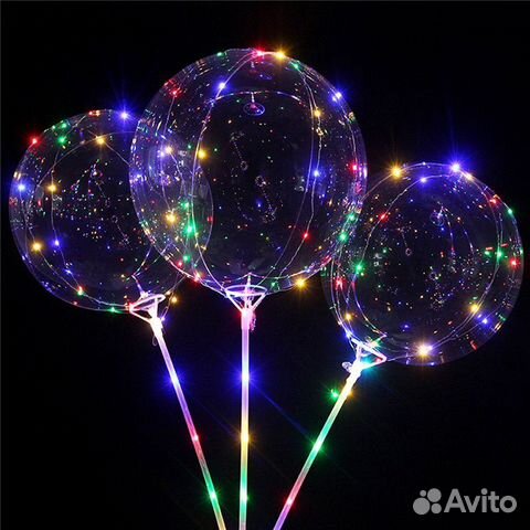 Светящийся надувной шар Бобо LED на палочке с ручк
