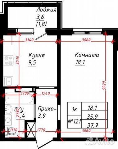 1-к квартира, 37.7 м², 12/16 эт. 1-к квартира, 37.7 м², 12/16 эт.