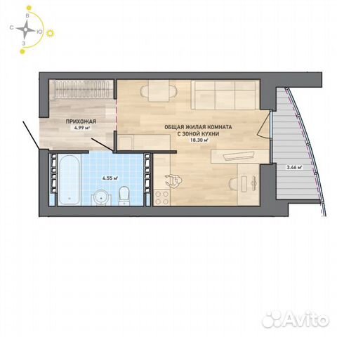 1-к квартира, 31.3 м², 6/27 эт.