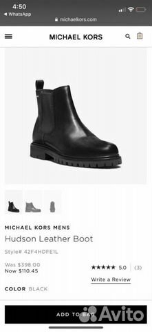 Мужские ботинки, кожа новые michael kors