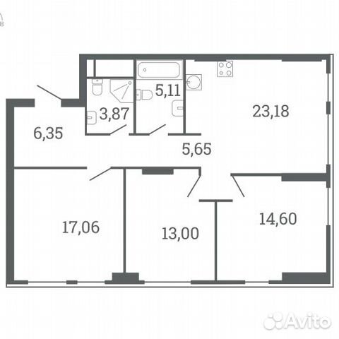3-к квартира, 88.8 м², 22/32 эт.