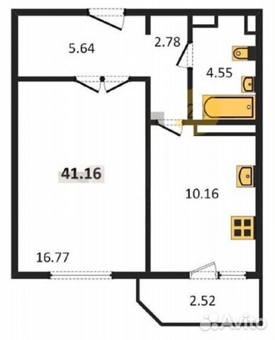 1-к квартира, 41.2 м², 3/17 эт. 1-к квартира, 41.2 м², 3/17 эт.
