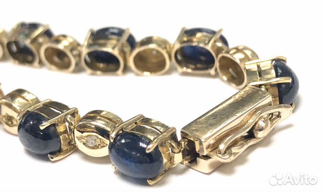 Золотой браслет 585 пробы с бриллиантами и сапфира Золотой браслет 585 пробы с бриллиантами и сапфира