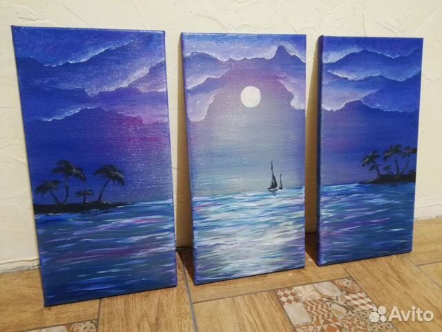 Картина маслом на 3 холстах