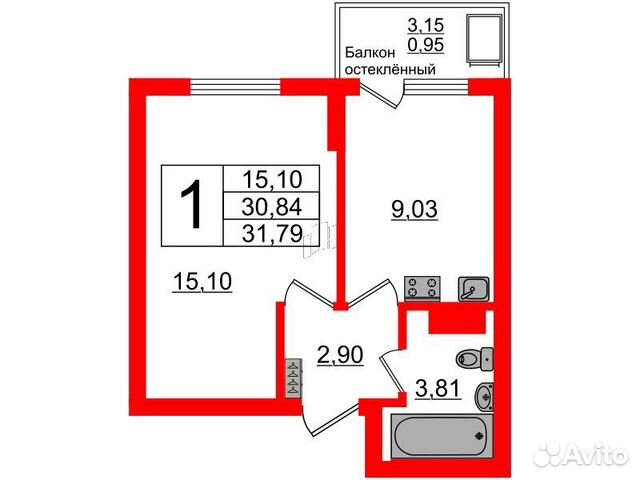 1-к квартира, 31.8 м², 16/16 эт.