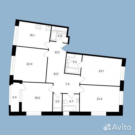 4-к квартира, 144.7 м², 9/18 эт. 4-к квартира, 144.7 м², 9/18 эт.