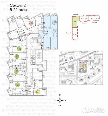 3-к квартира, 89 м², 14/22 эт. 3-к квартира, 89 м², 14/22 эт.
