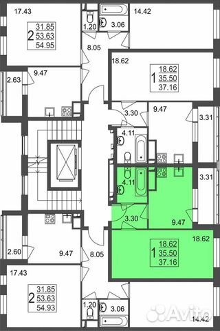 1-к квартира, 37.2 м², 4/8 эт.