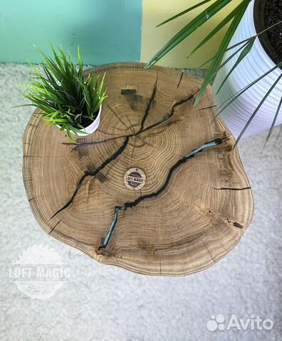 Столик из спила дуба Thunder Epoxy Столик из спила дуба Thunder Epoxy
