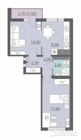 2-к квартира, 41.8 м², 21/25 эт. 2-к квартира, 41.8 м², 21/25 эт.