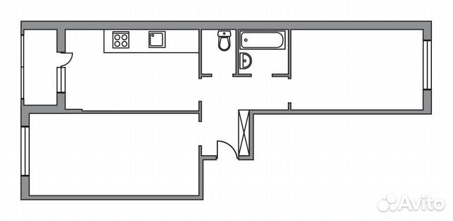 2-к квартира, 61.4 м², 1/6 эт. 2-к квартира, 61.4 м², 1/6 эт.