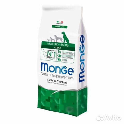 Monge Maxi корм для крупных собак, Курица 15 кг Monge Maxi корм для крупных собак, Курица 15 кг