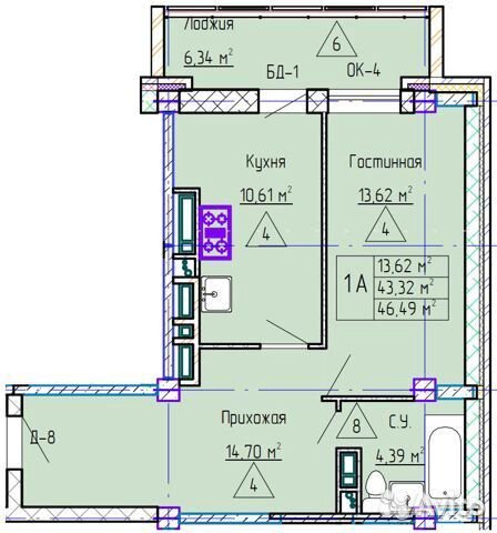 1-к квартира, 47 м², 3/18 эт. 1-к квартира, 47 м², 3/18 эт.