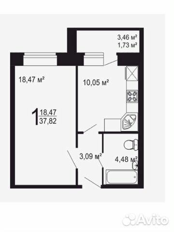 1-к квартира, 37.8 м², 6/10 эт.