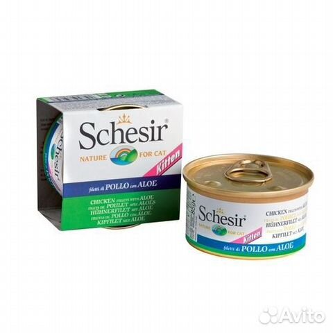 Корм для котят schesir цыпленок, алое конс. 85г