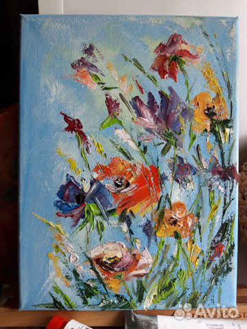 Картины маслом. Абстракция. Цветы