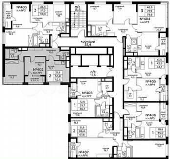 2-к квартира, 52.5 м², 7/20 эт.