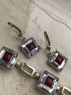 Серебряные серьги и браслет