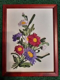 Интерьерная картина вышивка лентами