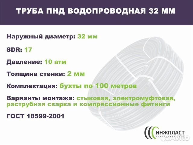 Труба пнд водопроводная 32