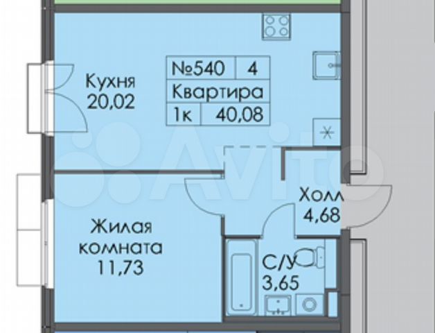 1-к. квартира, 40,1 м², 12/12 эт.