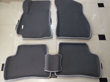 Коврики Eva 3D с бортом для Hyundai Accent серые