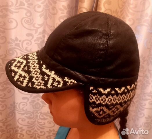 Бейсболка кожаная осень-зима