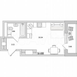 Квартира-студия, 31,6 м², 16/21 эт.