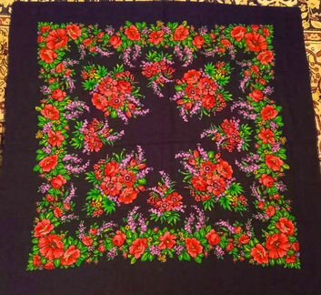 Павловопосадский шерстяной платок (Новый)