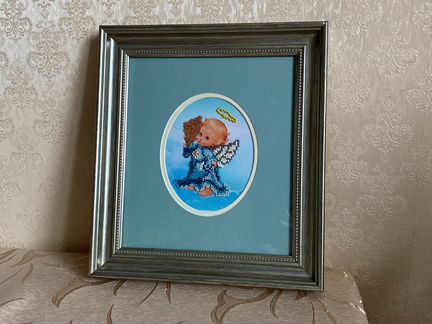 Ангелочек с морской раковиной. Вышивка бисером в д