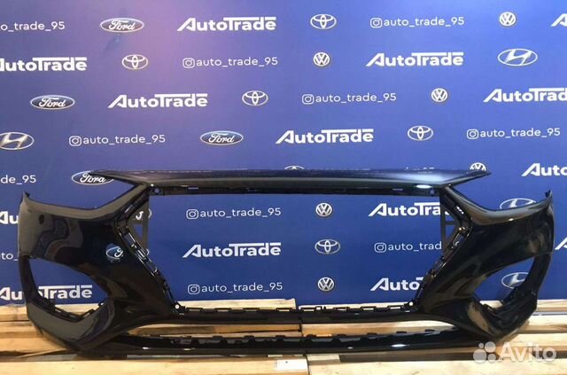 Бампер передний на Hyundai Solaris 17 чёрный