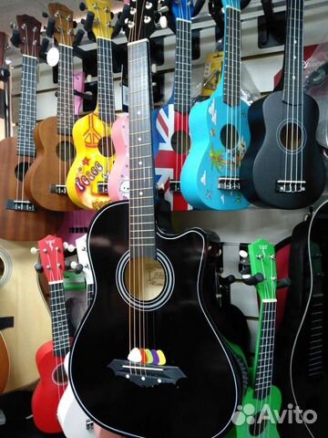 Акустическая гитара, новая, набор медиаторов