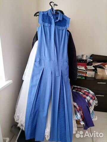 Комбинезон из льна с кружевом