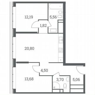 2-к квартира, 67.3 м², 41/51 эт.