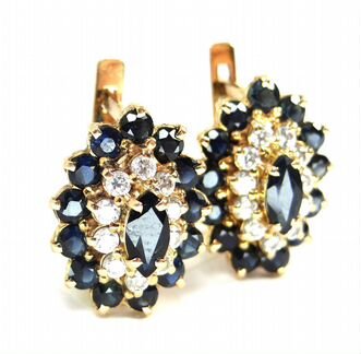 Серьги золотые 585 пробы с цирконами