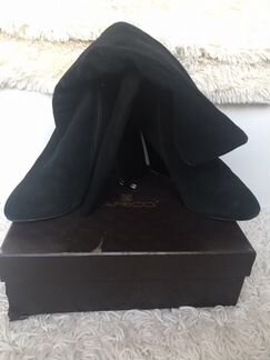 Сапоги из натуральной замши черные