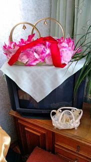 Свадебные кольца на машину +сумочка для шампанског