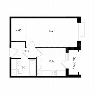 1-к квартира, 41.9 м², 17/26 эт.